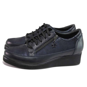 Сини дамски обувки с платформа, естествена кожа - всекидневни обувки за есента и зимата N 100016970