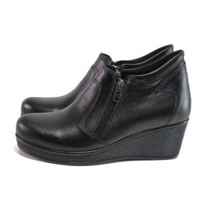 Черни дамски боти, естествена кожа - ежедневни обувки за есента и зимата N 100016971