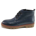 Сини дамски боти, естествена кожа - ежедневни обувки за есента и зимата N 100016973