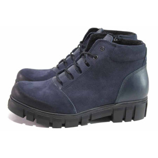 Сини дамски боти, естествен набук - всекидневни обувки за есента и зимата N 100016990