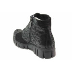 Черни дамски боти, естествен набук - всекидневни обувки за есента и зимата N 100017037