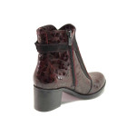 Винени дамски боти, лачена естествена кожа - официални обувки за есента и зимата N 100017040