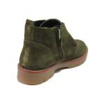 Зелени дамски боти, естествен велур - ежедневни обувки за есента и зимата N 100017044