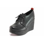Черни дамски обувки с платформа, естествена кожа - всекидневни обувки за есента и зимата N 100017102