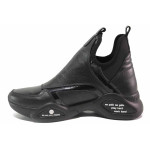 Черни дамски маратонки, естествена кожа - спортни обувки за есента и зимата N 100017185