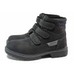 Черни юношески боти, здрава еко-кожа - всекидневни обувки за есента и зимата N 100017187