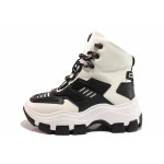 Бели дамски боти, здрава еко-кожа - спортни обувки за есента и зимата N 100017208