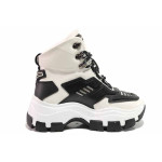 Бели дамски боти, здрава еко-кожа - спортни обувки за есента и зимата N 100017208