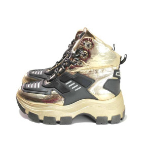 Бежови дамски боти, здрава еко-кожа - спортни обувки за есента и зимата N 100017209