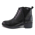 Черни дамски боти, естествена кожа - всекидневни обувки за есента и зимата N 100017246