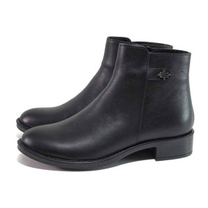 Черни дамски боти, естествена кожа - всекидневни обувки за есента и зимата N 100017248