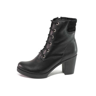 Черни дамски боти, естествена кожа - всекидневни обувки за есента и зимата N 100017252
