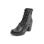 Черни дамски боти, естествена кожа - всекидневни обувки за есента и зимата N 100017252