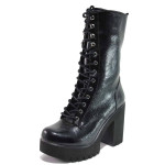 Черни дамски боти, лачена еко кожа - ежедневни обувки за есента и зимата N 100017262
