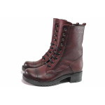 Винени дамски боти, естествена кожа - ежедневни обувки за есента и зимата N 100017282