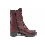 Винени дамски боти, естествена кожа - ежедневни обувки за есента и зимата N 100017282