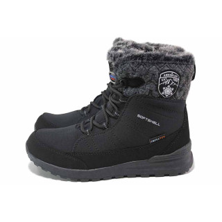 Черни юношески боти, pvc материя и текстилна материя - ежедневни обувки за есента и зимата N 100017345
