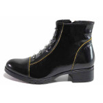 Черни дамски боти, лачена естествена кожа - всекидневни обувки за есента и зимата N 100017355