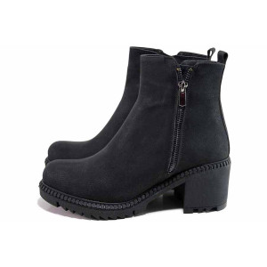 Черни дамски боти, здрава еко-кожа - всекидневни обувки за есента и зимата N 100017435