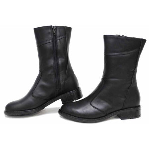 Черни анатомични дамски боти, естествена кожа - всекидневни обувки за есента и зимата N 100016786