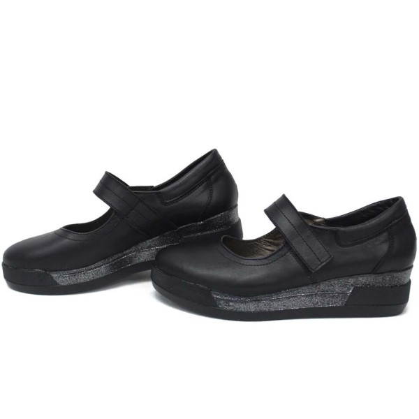 Черни дамски обувки с платформа, естествена кожа - всекидневни обувки за пролетта и лятото N 100015359