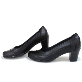 Черни дамски обувки със среден ток, естествена кожа - ежедневни обувки за пролетта и лятото N 100016025