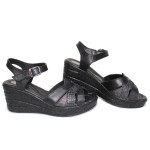 Черни дамски сандали, естествена кожа - всекидневни обувки за пролетта и лятото N 100015720