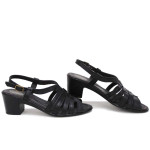 Черни дамски сандали, естествена кожа - ежедневни обувки за пролетта и лятото N 100016110