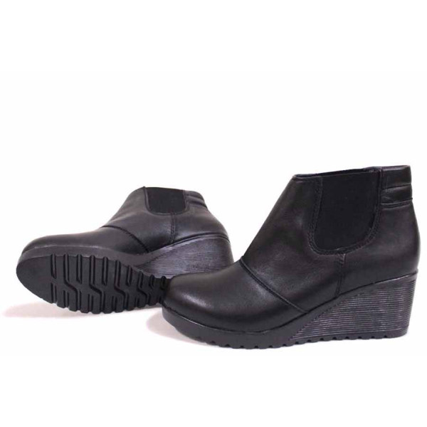 Черни дамски боти, естествена кожа - всекидневни обувки за есента и зимата N 100022628