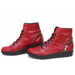 Червени анатомични дамски боти, естествена кожа - ежедневни обувки за есента и зимата N 100016814