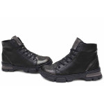 Черни дамски боти, естествена кожа - ежедневни обувки за есента и зимата N 100016831