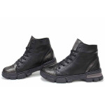 Черни дамски боти, естествена кожа - ежедневни обувки за есента и зимата N 100016831