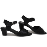 Черни дамски сандали, естествена кожа - всекидневни обувки за пролетта и лятото N 100015722
