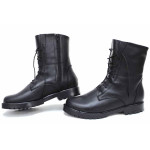 Черни дамски боти, естествена кожа - всекидневни обувки за есента и зимата N 100019196
