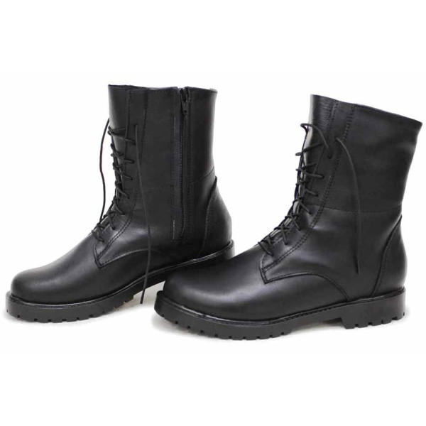 Черни дамски боти, естествена кожа - всекидневни обувки за есента и зимата N 100019196