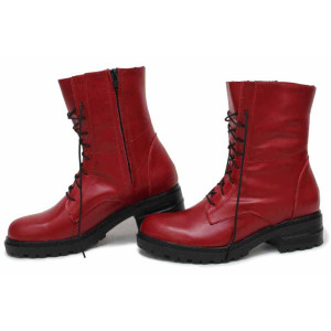 Червени анатомични дамски боти, естествена кожа - всекидневни обувки за есента и зимата N 100022624