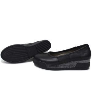 Черни анатомични дамски обувки с платформа, естествена кожа - ежедневни обувки за пролетта и лятото N 100015381