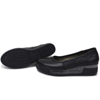 Черни анатомични дамски обувки с платформа, естествена кожа - ежедневни обувки за пролетта и лятото N 100015381