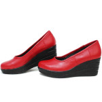 Червени дамски обувки с платформа, естествена кожа - официални обувки за пролетта и лятото N 100015382