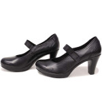 Черни дамски обувки с висок ток, естествена кожа - всекидневни обувки за пролетта и лятото N 100016074