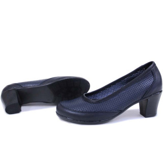 Сини дамски обувки със среден ток, естествена кожа - всекидневни обувки за пролетта и лятото N 100016080