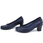 Сини дамски обувки със среден ток, естествена кожа - всекидневни обувки за пролетта и лятото N 100016080