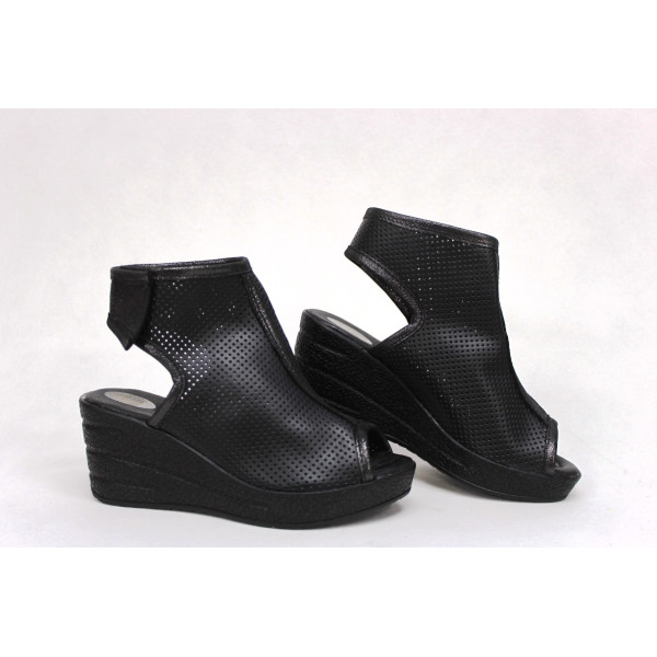 Черни дамски боти, естествена кожа - ежедневни обувки за пролетта и лятото N 100015733