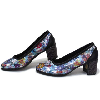 Черни анатомични дамски обувки със среден ток, естествена кожа - всекидневни обувки за пролетта и лятото N 100015392