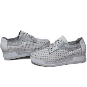 Бели анатомични дамски обувки с платформа, естествена кожа - всекидневни обувки за пролетта и лятото N 100015403