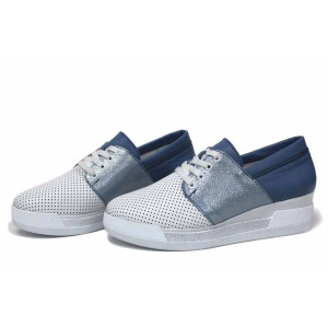 Бели дамски обувки с платформа, естествена кожа - всекидневни обувки за пролетта и лятото N 100015415