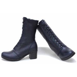 Сини анатомични дамски боти, естествена кожа - всекидневни обувки за есента и зимата N 100016855