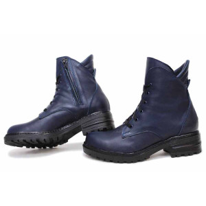 Сини анатомични дамски боти, естествена кожа - ежедневни обувки за есента и зимата N 100016858