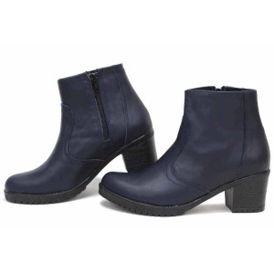 Сини анатомични дамски боти, естествена кожа - ежедневни обувки за есента и зимата N 100019195