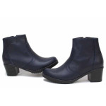 Сини дамски боти, естествена кожа - ежедневни обувки за есента и зимата N 100019195